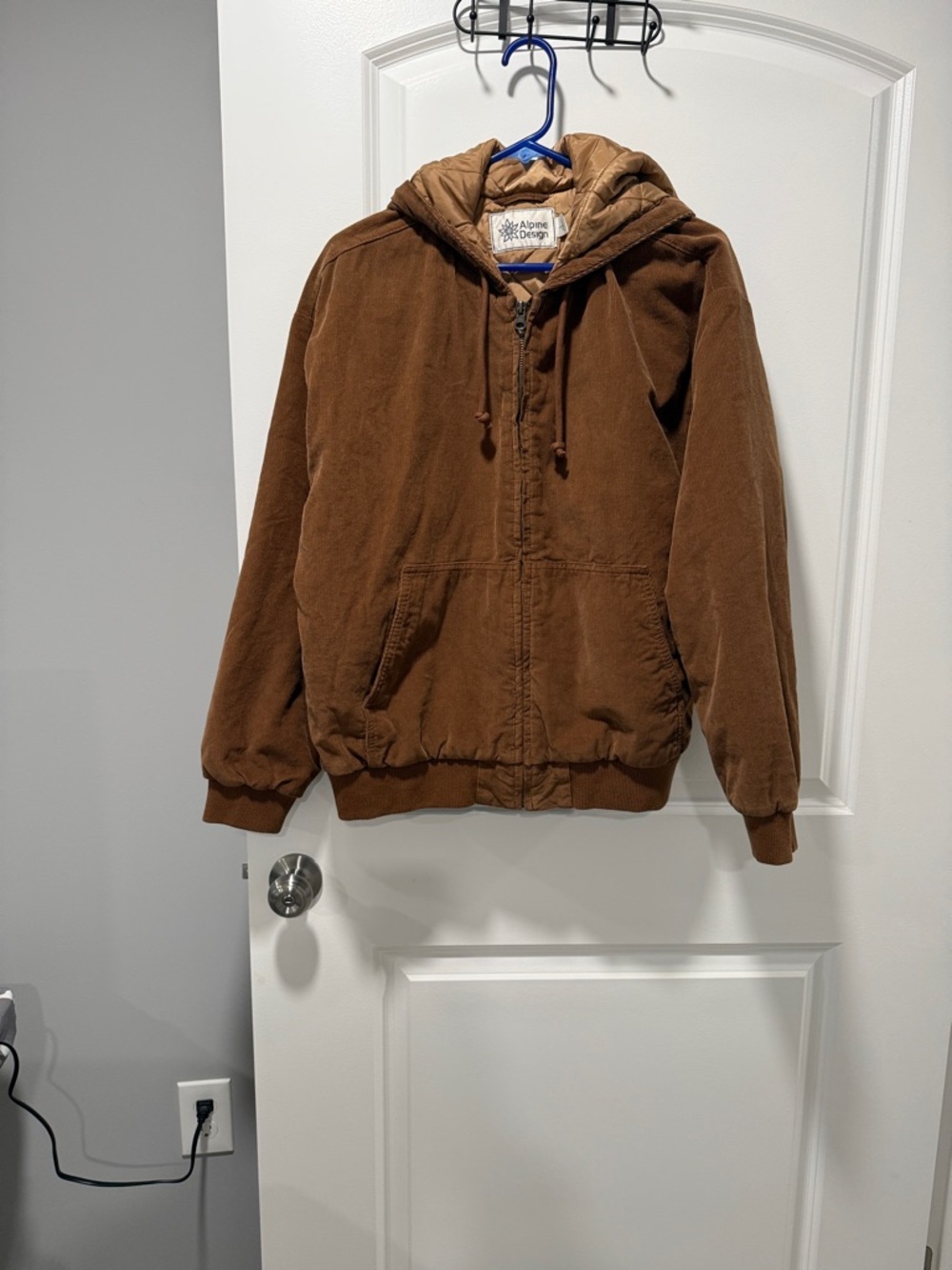 Alpine Design Brown Hooded Puffer Jacket corduroy